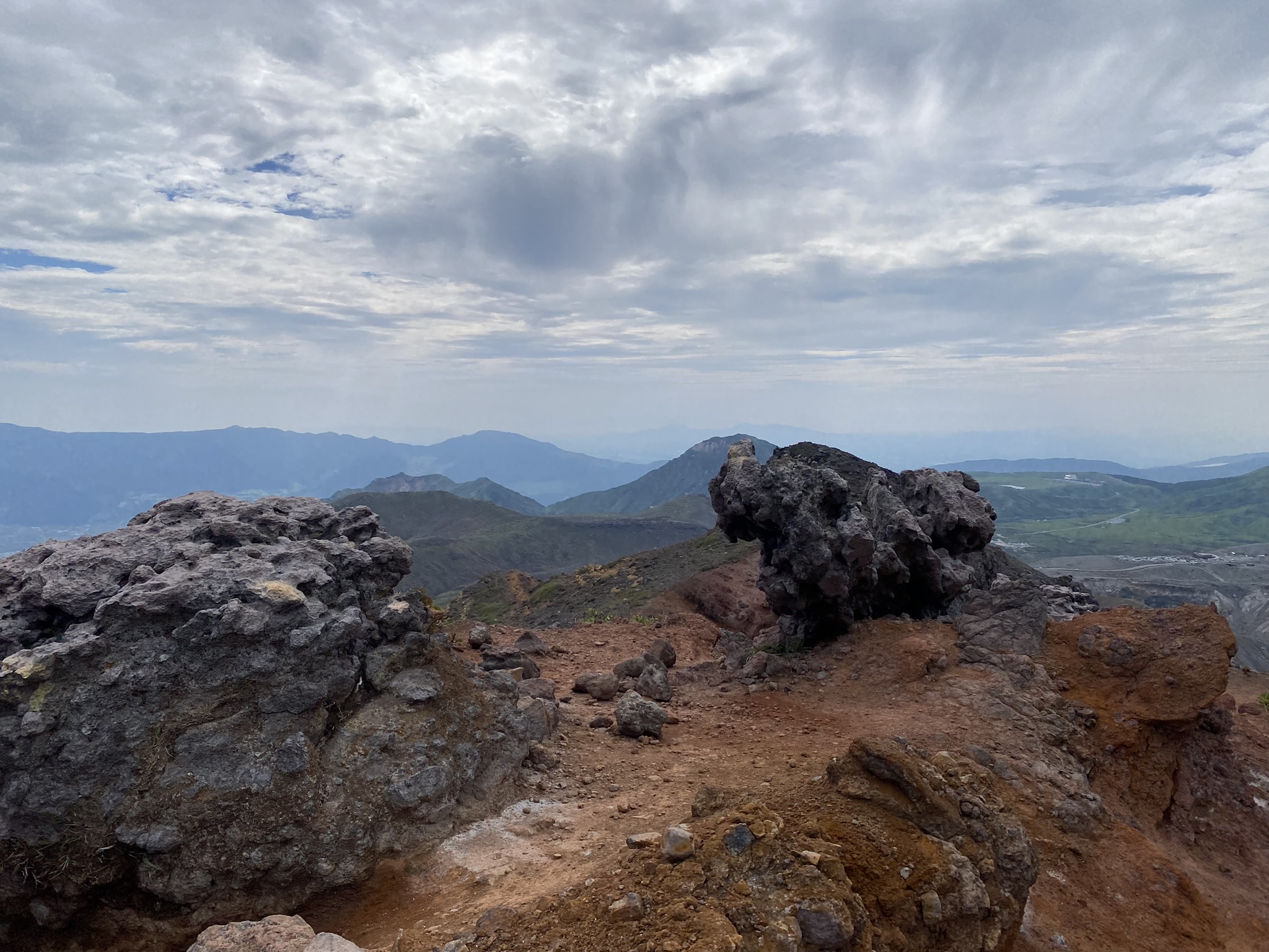 View from a volcano in Aso Kuju National Park